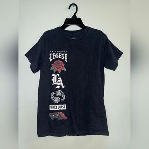 Popular Poison Black Graphic Tee with Rose and LA Design
